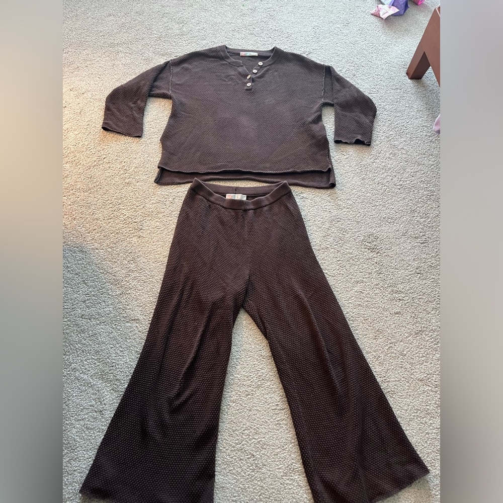 Free people hailee sweater set, brown medium